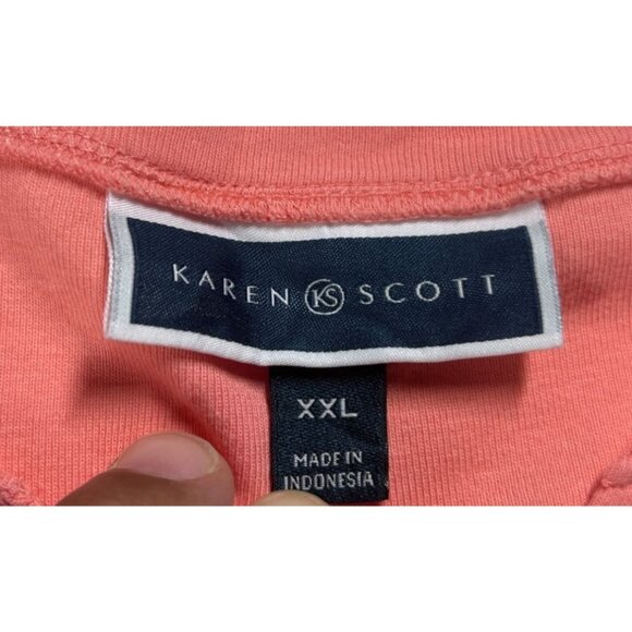 Karen Scott T-Shirt Women's Size XXL Pink Henley Top - Picture 3 of 8